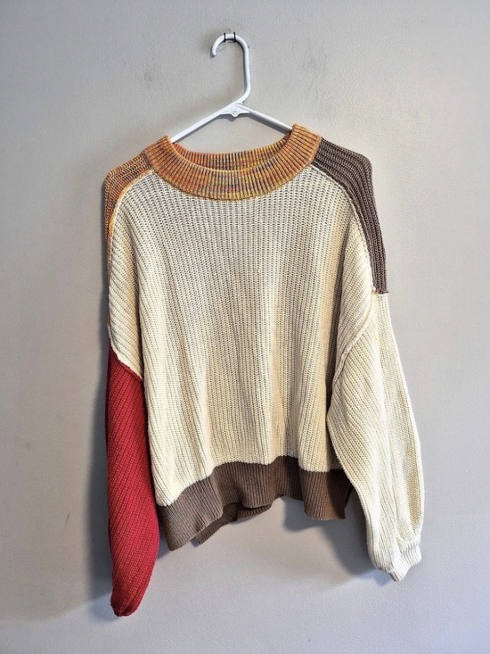 BDG Small Multi Color Block Patchwork Knit Pullover Sweater